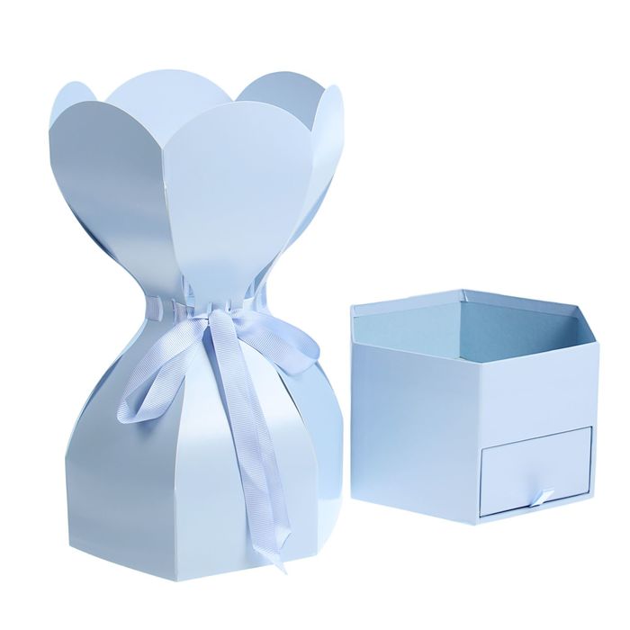 Коробка подарочная, голубой, 20 х 20 х 40 см