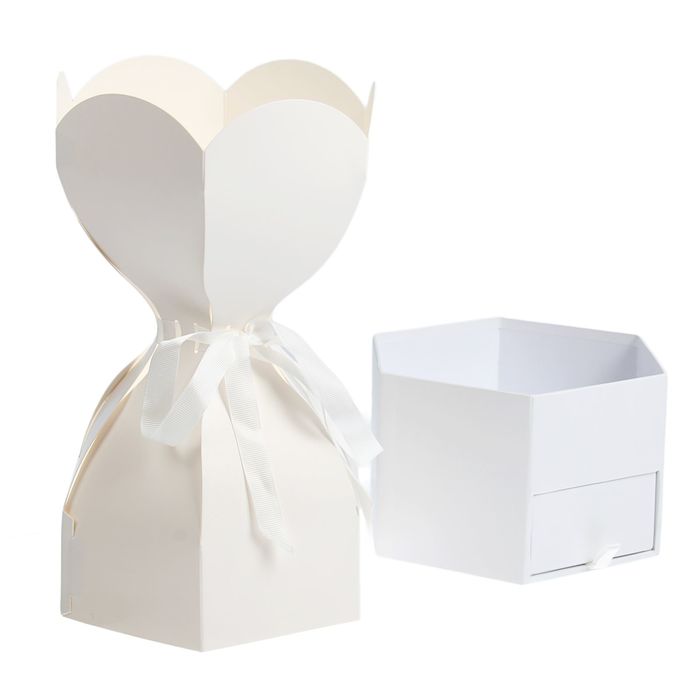 Коробка подарочная, белый, 20 х 20 х 40 см