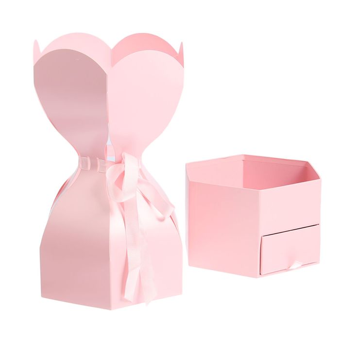 Коробка подарочная, розовый, 20 х 20 х 40 см