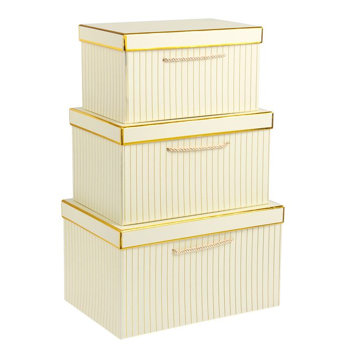 Набор коробок 3в1, бежевый, 33 х 23 х 19 - 27 х 17 х 15 см