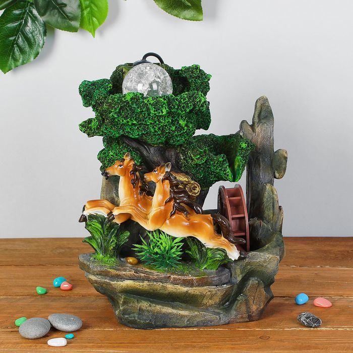 Фонтан "Скачущие кони" 11х20х24 см (с подсветкой)