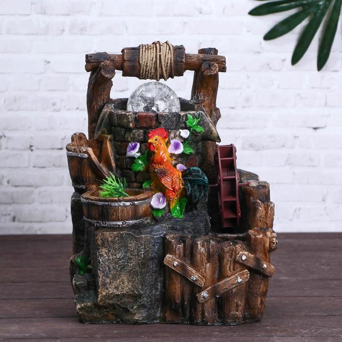 Фонтан "Петух у колодца" 12х19х25 см (с подсветкой)