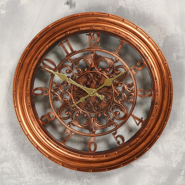 Часы настенные, серия Цифры, круглые, цифры по кайме, бронзовые, d=35 см