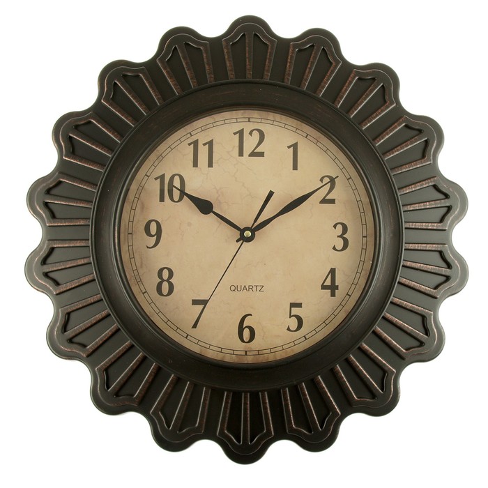 Часы настенные, узор-лепестки, циф-т ретро, чёрные, d=50 см