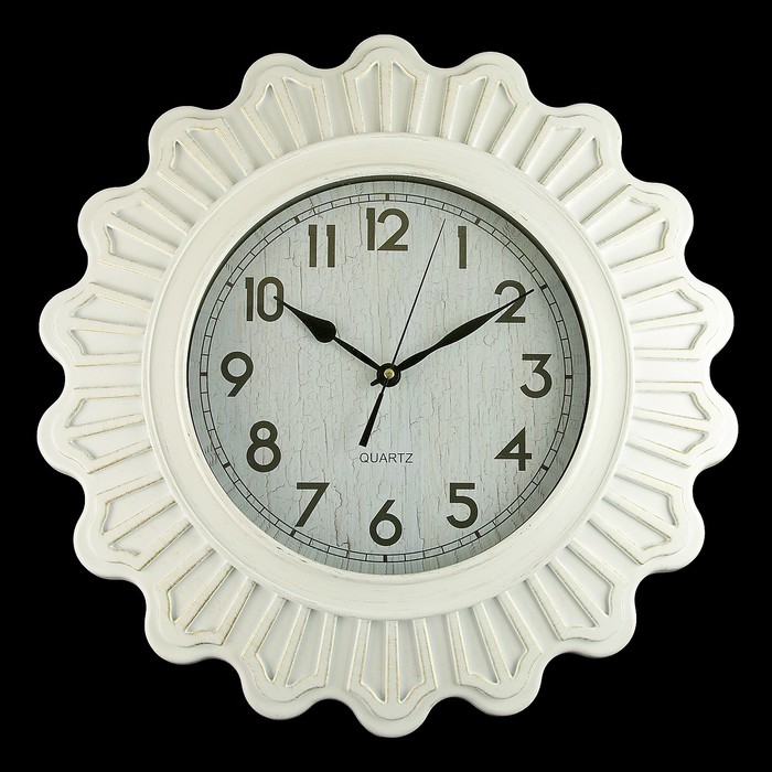 Часы настенные, узор-лепестки, циф-т ретро, белые, d=50 см