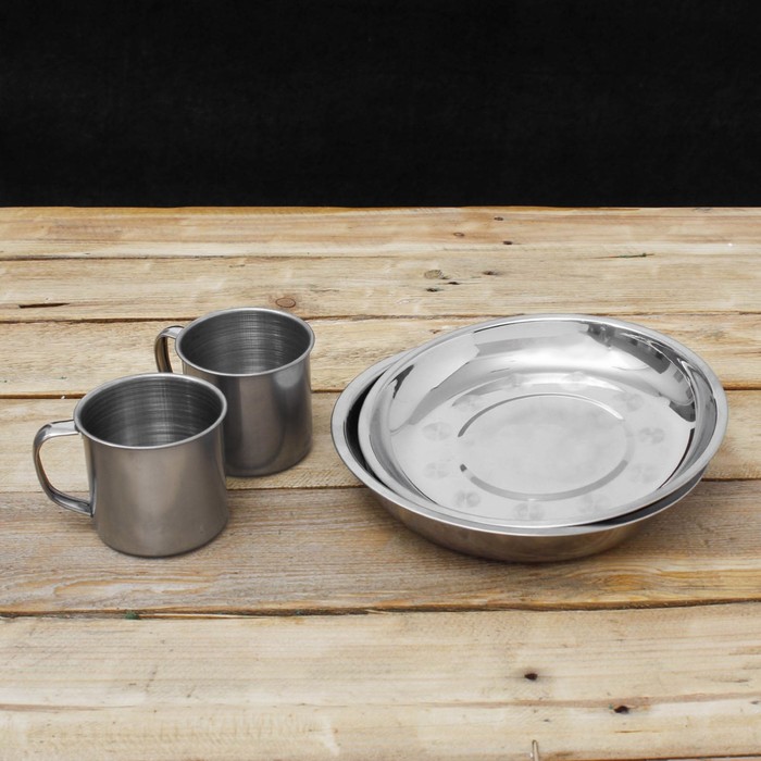Набор посуды "Туристический", тарелка 2 шт., кружка 2 шт. (200 мл)