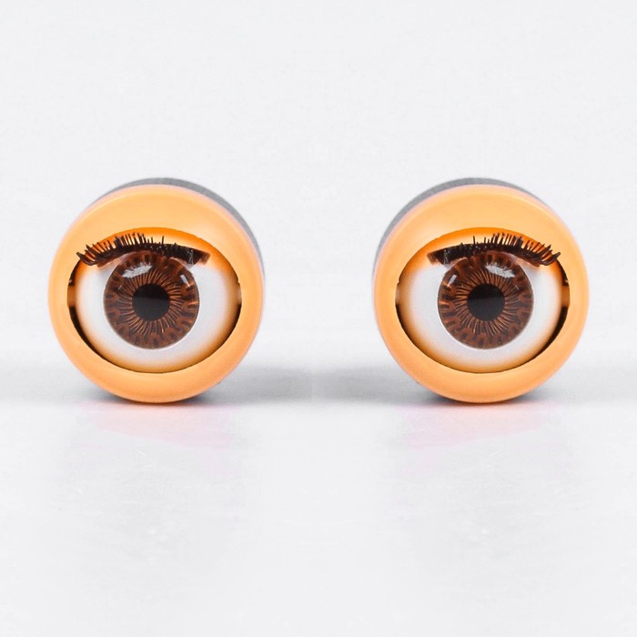 Глаза моргающие с ресничками, полупрозрачные, набор 2 шт, цвет коричн, размер 1 шт 1,7 см