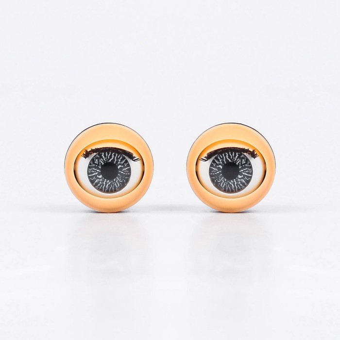 Глаза моргающие с ресничками, полупрозрачные, набор 2 шт, цвет серый, размер 1 шт 1,7 см