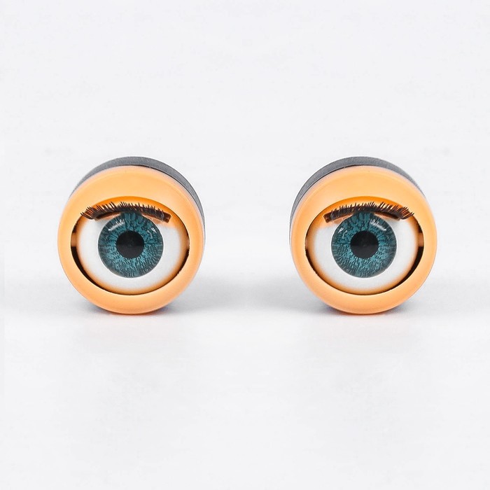 Глаза моргающие с ресничками, полупрозрачные, набор 2 шт, цвет зеленый, размер 1 шт 1,8 см