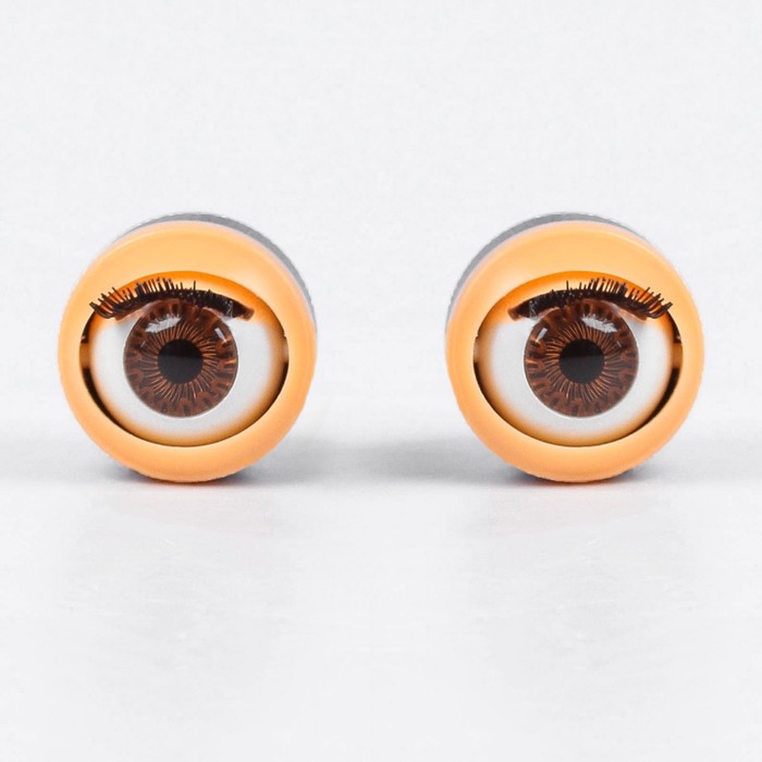 Глаза моргающие с ресничками, полупрозрачные, набор 2 шт, цвет коричн, размер 1 шт 1,8 см