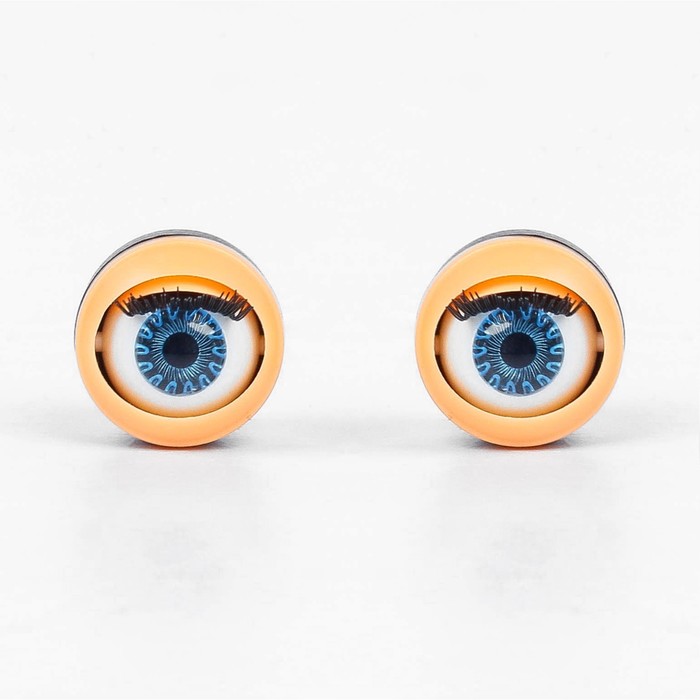 Глаза моргающие с ресничками, полупрозрачные, набор 2 шт, цвет синий, размер 1 шт 2 см