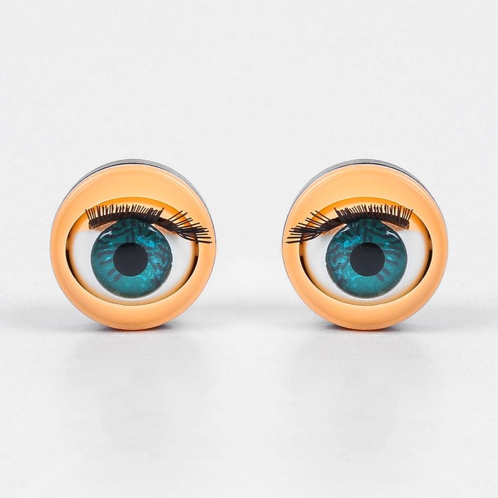 Глаза моргающие с ресничками, полупрозрачные, набор 2 шт, цвет зеленый, размер 1 шт 2 см