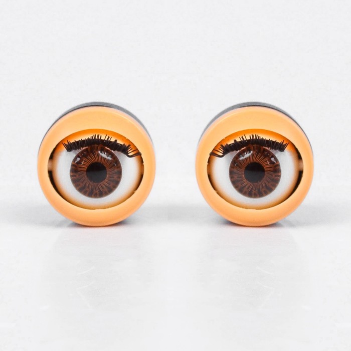 Глаза моргающие с ресничками, полупрозрачные, набор 2 шт, цвет коричневый, размер 1 шт 2.см 238019