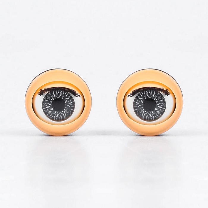 Глаза моргающие с ресничками, полупрозрачные, набор 2 шт, цвет серый, размер 1 шт 2 см