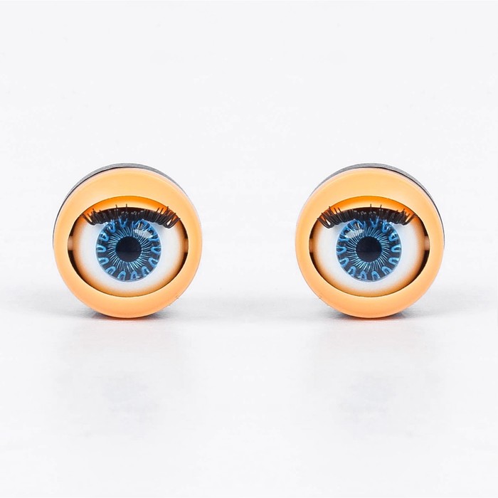 Глаза моргающие с ресничками, полупрозрачные, набор 2 шт, цвет синий, размер 1 шт 2,2 см