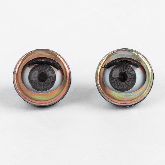 Глаза моргающие с ресничками, полупрозрачные, набор 2 шт, цвет коричн, размер 1 шт 1,5 см