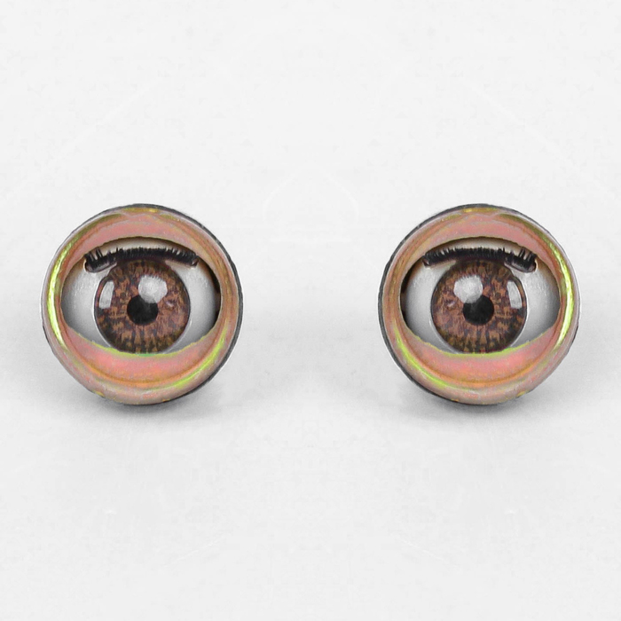 Глаза моргающие с ресничками, полупрозрачные, набор 2 шт, цвет коричн, размер 1 шт 1,7 см