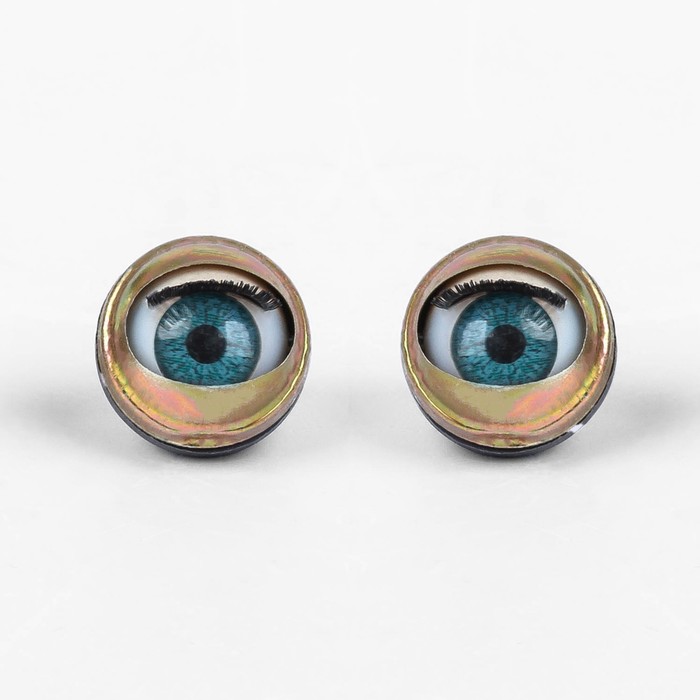 Глаза моргающие с ресничками, полупрозрачные, набор 2 шт, цвет синий, размер 1 шт 2.2 см