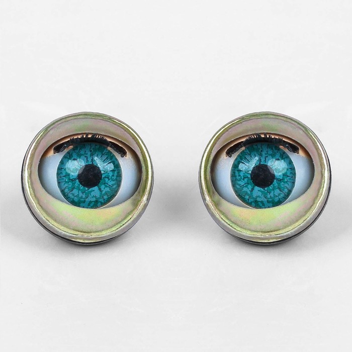 Глаза моргающие с ресничками, полупрозрачные, набор 2 шт, цвет зеленый, размер 1 шт 2,2 см