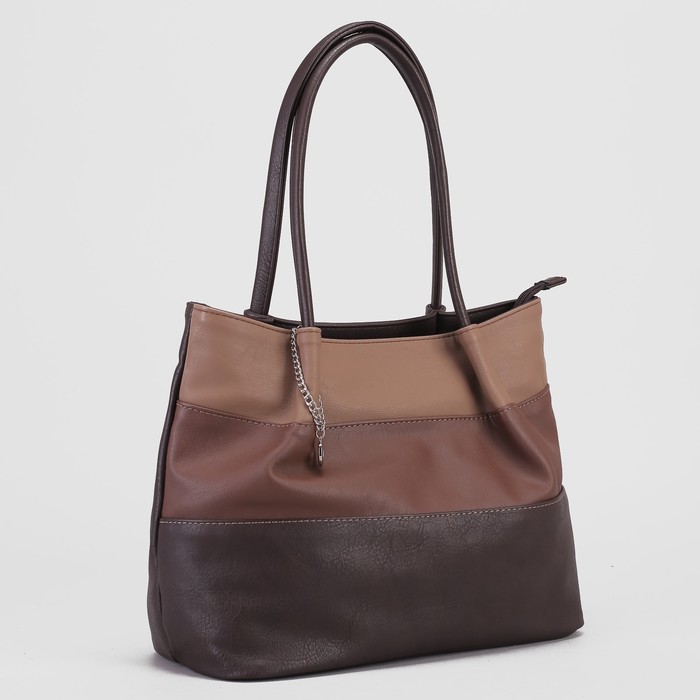 Сумка женская, 36*13*26, 2 отделения на молниях, коричневый