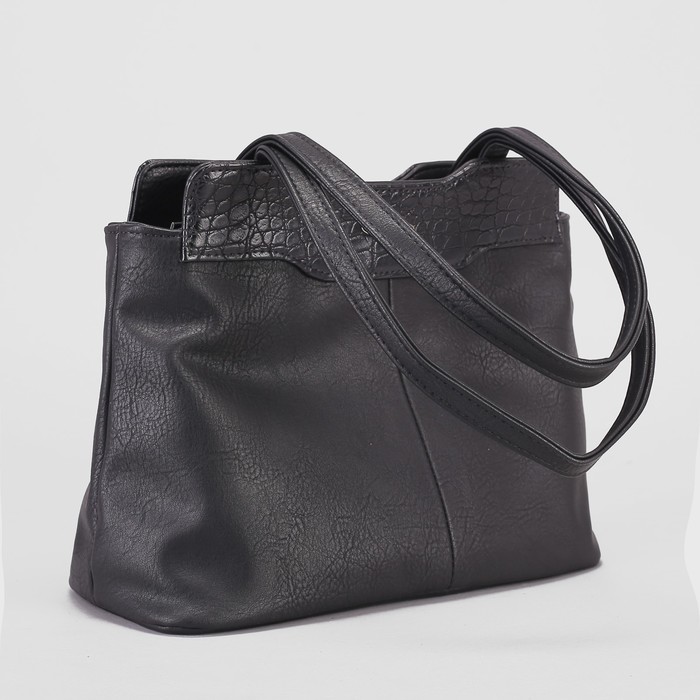 Сумка женская, отдел с перегородкой на молнии, наружный карман, цвет чёрный