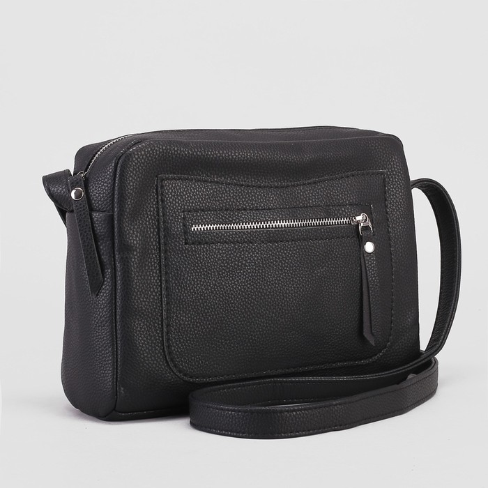 Сумка женская, отдел на молнии, наружный карман, цвет чёрный