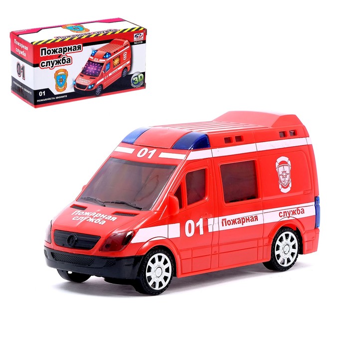 Машина "Пожарная служба", световые и звуковые эффекты, работает от батареек
