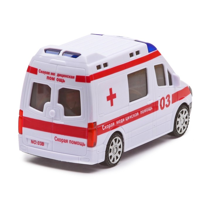 Машина "Скорая помощь", световые и звуковые эффекты, работает от батареек