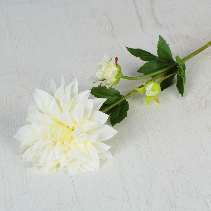 Цветы искусственные "Георгин метрополь" 14*53 см, белый