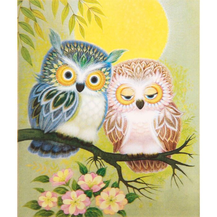 Алмазная вышивка с частичным заполнением "Совы" с подставкой
