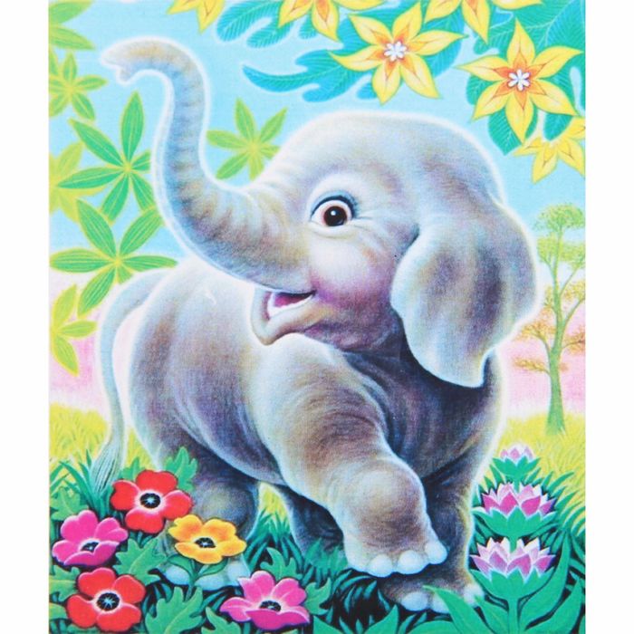 Алмазная вышивка с частичным заполнением "Веселый слоненок" с подставкой