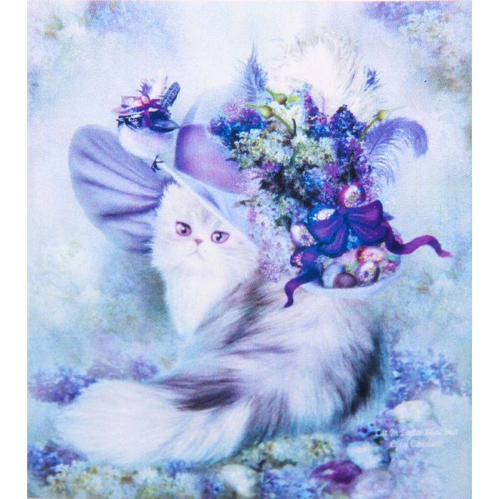 Алмазная вышивка с частичным заполнением "Кошка в шляпе" с подставкой