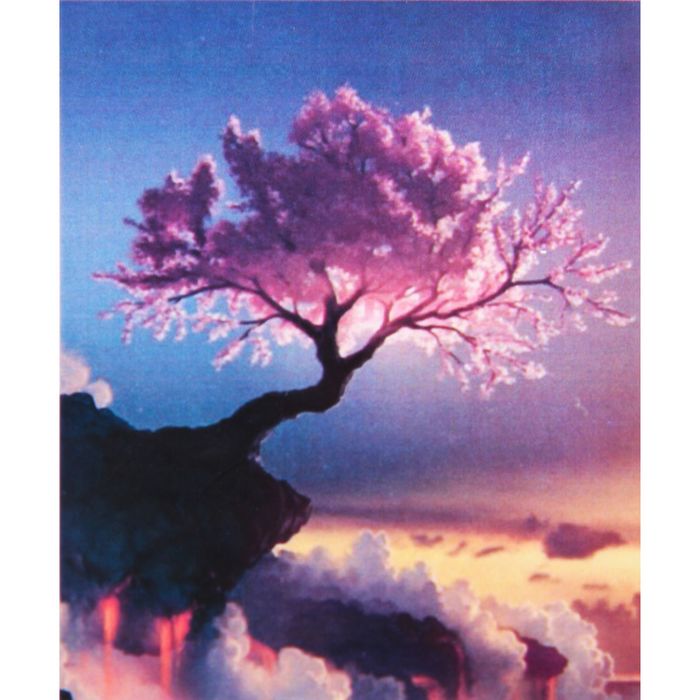 Алмазная вышивка с частичным заполнением "Цветущее дерево" с подставкой