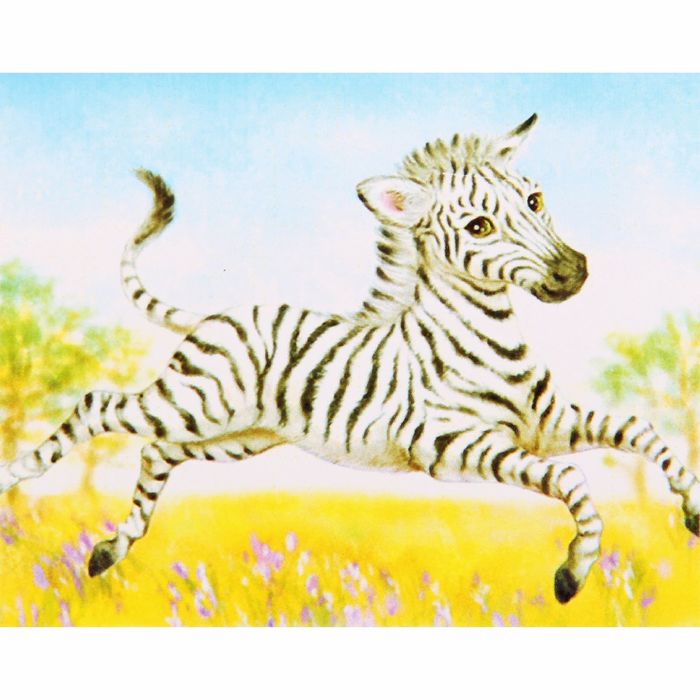 Алмазная вышивка с частичным заполнением "Веселая зебра" с подставкой