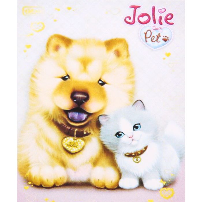 Алмазная вышивка с частичным заполнением "Котенок и щенок" с подставкой