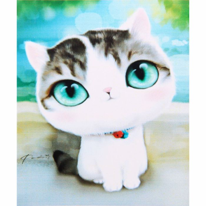 Алмазная вышивка с частичным заполнением "Котик красавец" с подставкой