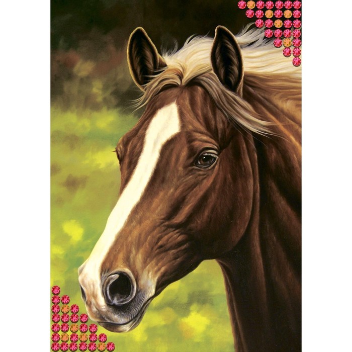 фото Алмазная мозаика с частичным заполнением «лошадь», 15 х 21 см. набор для творчества школа талантов