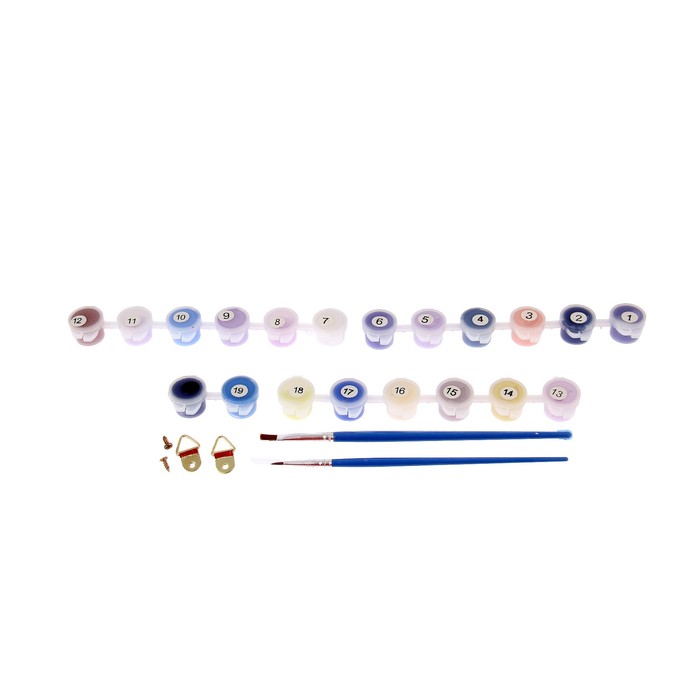 Роспись по холсту "Пристань в ночи" по номерам с красками по 3 мл+ кисти+крепеж 30*40