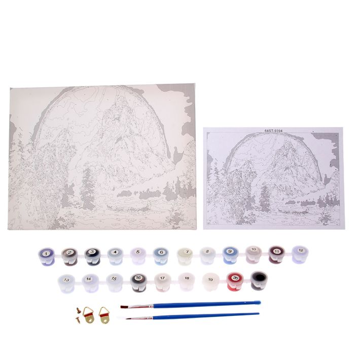 Роспись по холсту "Волк" по номерам с красками по 3 мл+ кисти+крепеж 30*40