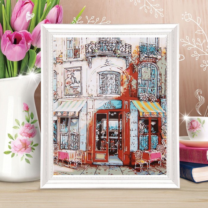Роспись по холсту "Ресторан" по номерам с красками по 3 мл+ кисти+крепеж30*40