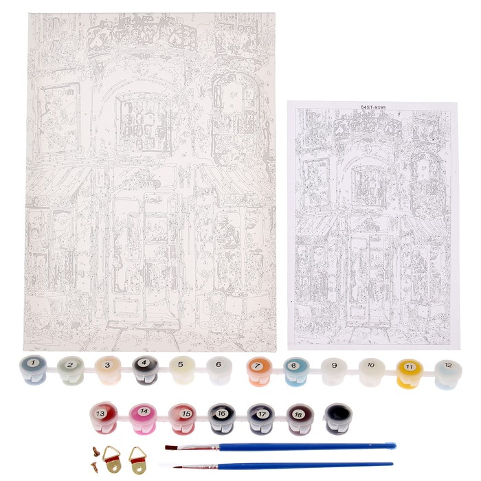 Роспись по холсту "Ресторан" по номерам с красками по 3 мл+ кисти+крепеж30*40