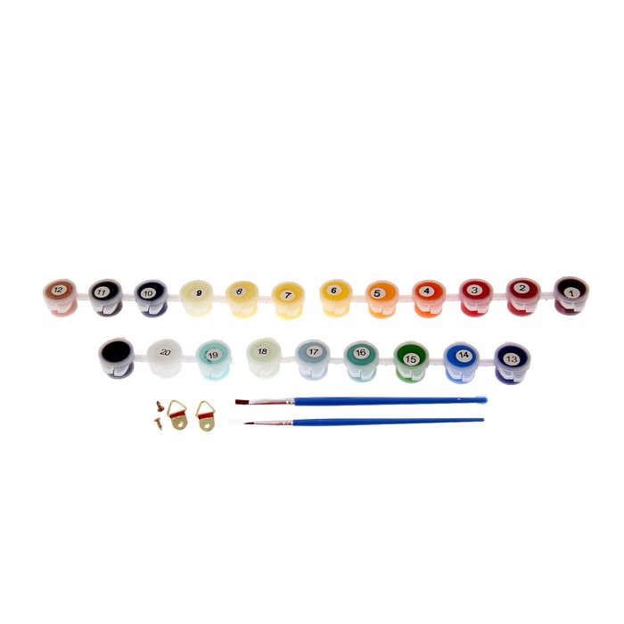 Роспись по холсту "Пара под зонтом" по номерам с красками по 3 мл+ кисти+крепеж 30*40