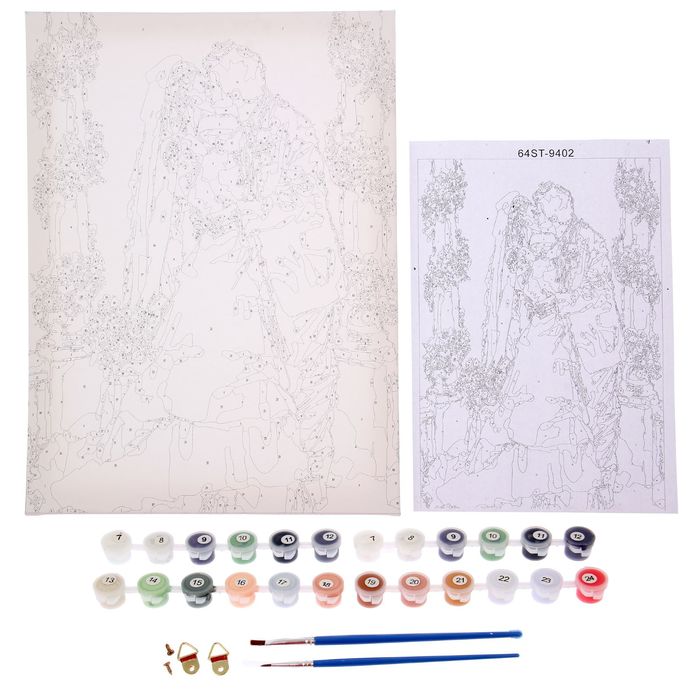 Роспись по холсту "Шикарная свадьба" по номерам с красками по 3 мл+ кисти+крепеж 30*40