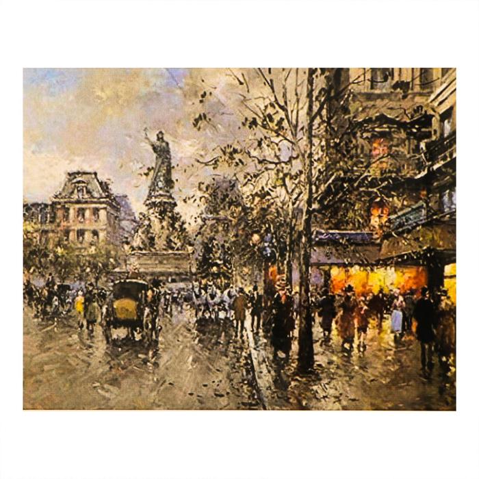 Роспись по холсту "Осень в городе" по номерам с красками по 3 мл+ кисти+крепеж30*40