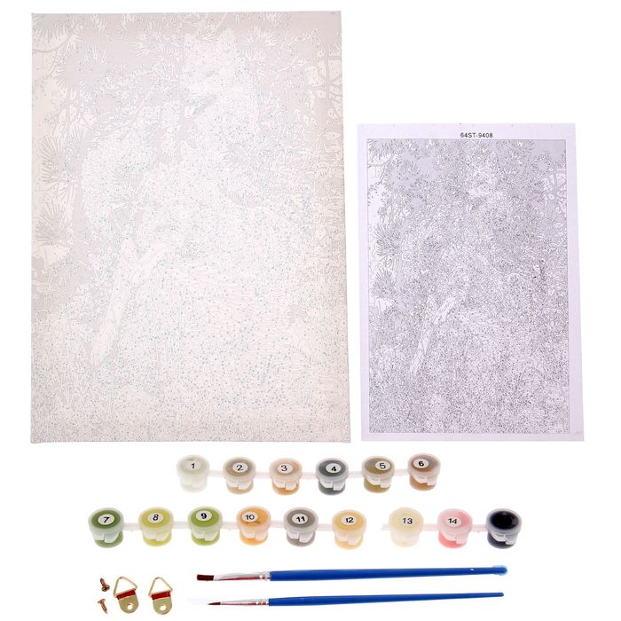 Роспись по холсту "Отдыхающие волки" по номерам с красками по 3 мл+ кисти+крепеж 30*40