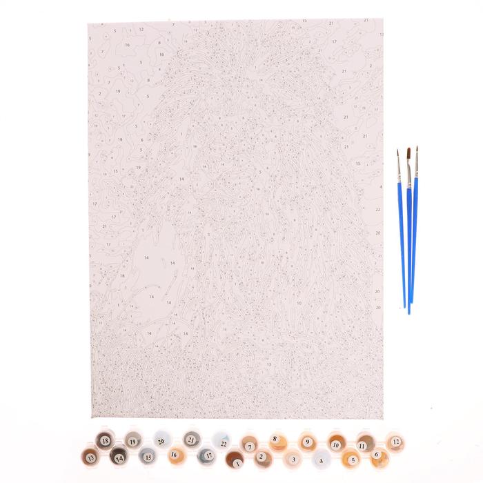 Роспись по холсту "Лев" по номерам с красками по 3 мл+ кисти+крепеж 30*40