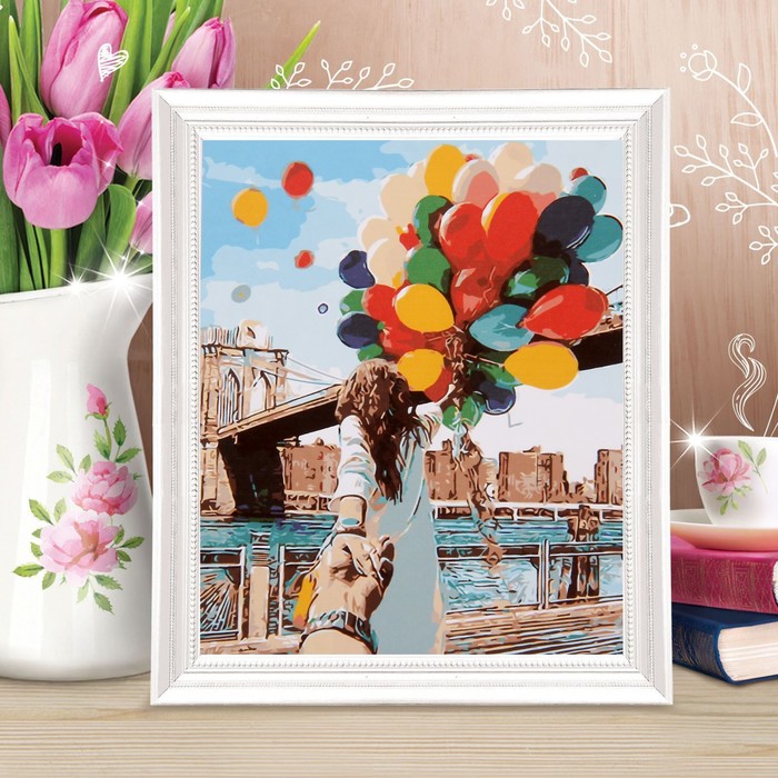 Роспись по холсту "Влюбленная пара " по номерам с красками по3 мл+ кисти+крепеж 30*40