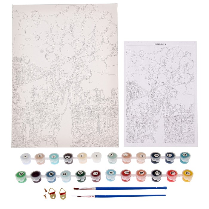 Роспись по холсту "Влюбленная пара " по номерам с красками по3 мл+ кисти+крепеж 30*40