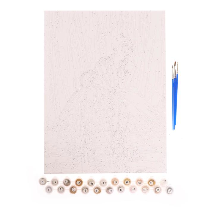 Роспись по холсту"Балерина сидящая на стуле"по номерам с красками по3 мл+ кисти+крепеж30*40