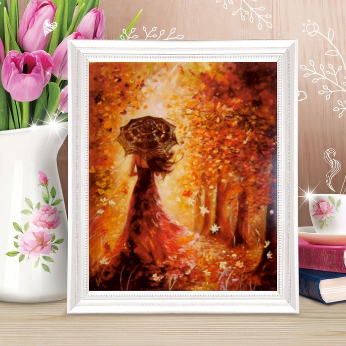 Роспись по холсту "Женщина-осень" по номерам с красками по 3 мл+ кисти+инстр-я+крепеж 30*40